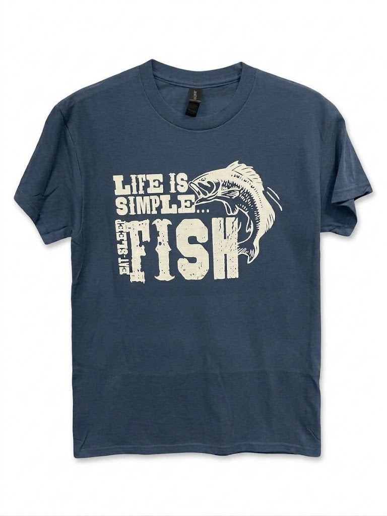 Graphic Tee - "Life Is Simple. Eat. Sleep. Fish"