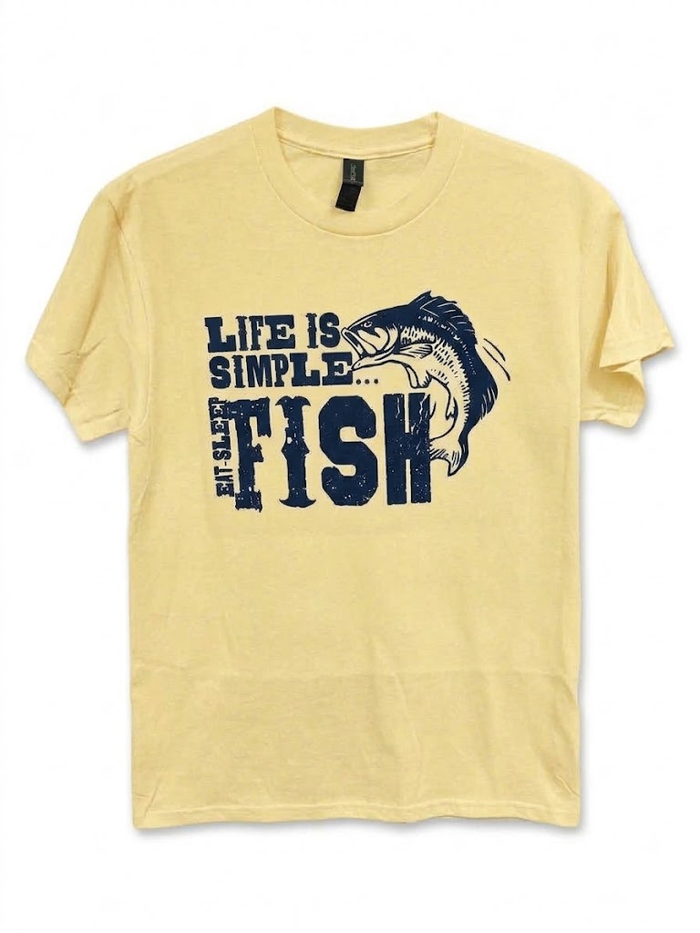 Graphic Tee - "Life Is Simple. Eat. Sleep. Fish"