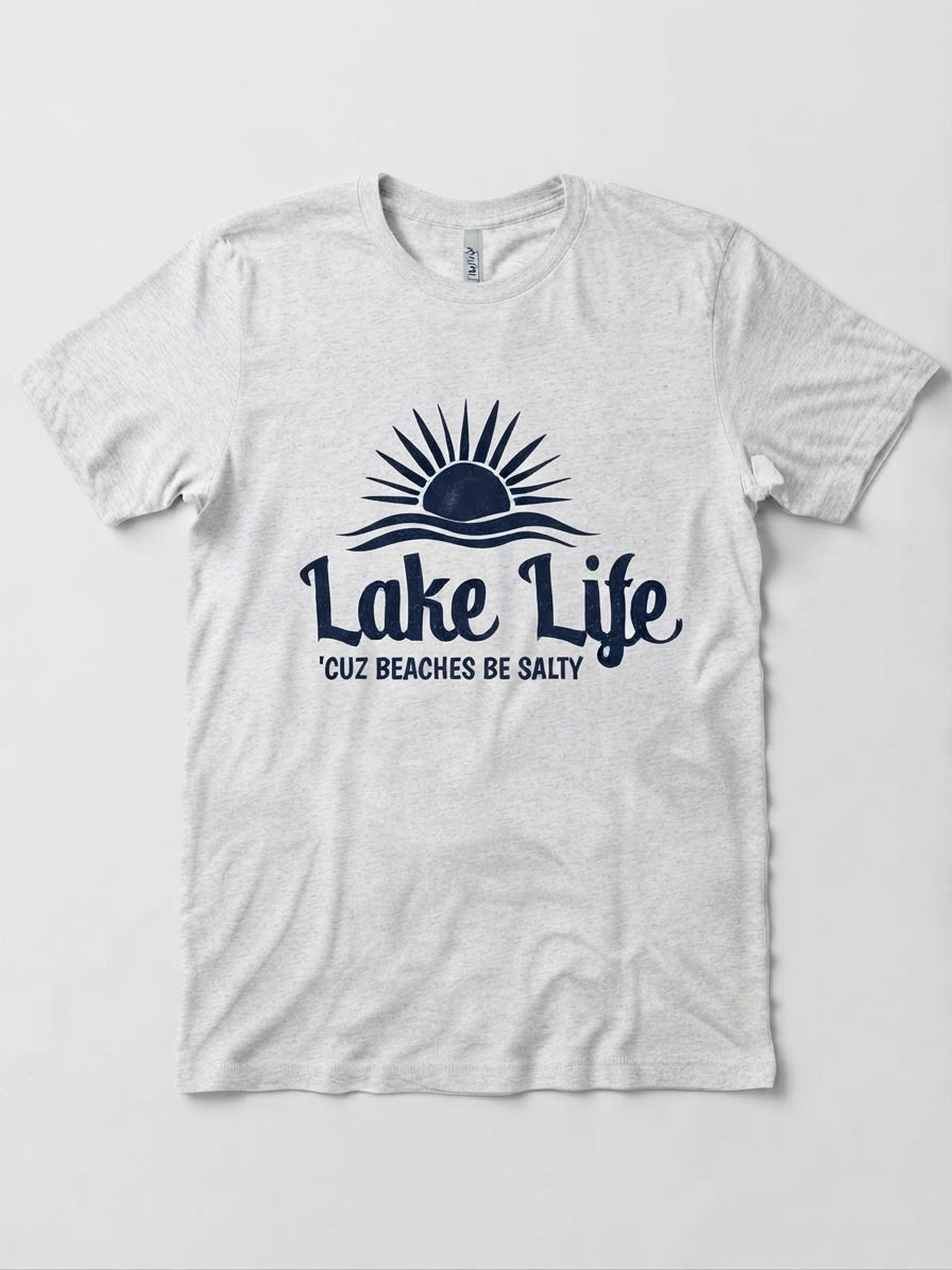 Graphic Tee- "Lake Life, Cuz Beaches Be Salty"