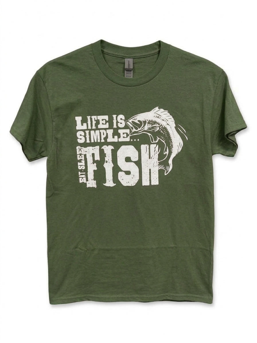 Graphic Tee - "Life Is Simple. Eat. Sleep. Fish"