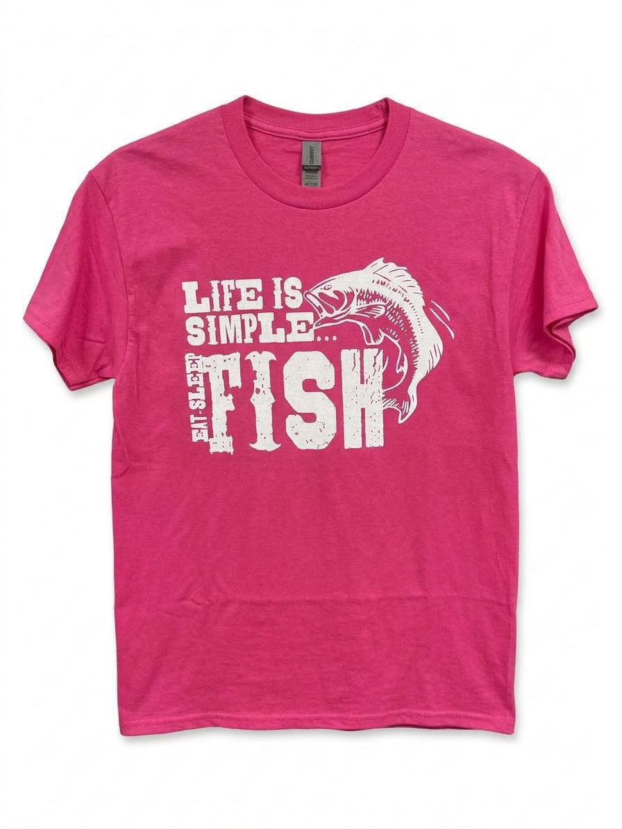 Graphic Tee - "Life Is Simple. Eat. Sleep. Fish"
