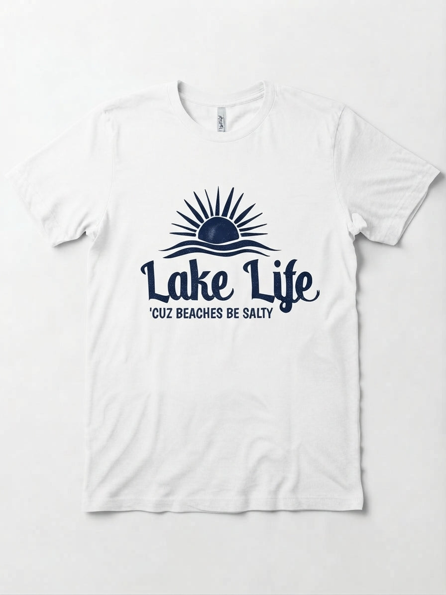 Graphic Tee- "Lake Life, Cuz Beaches Be Salty"