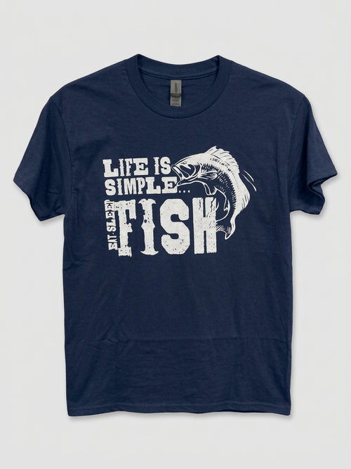 Graphic Tee - "Life Is Simple. Eat. Sleep. Fish"