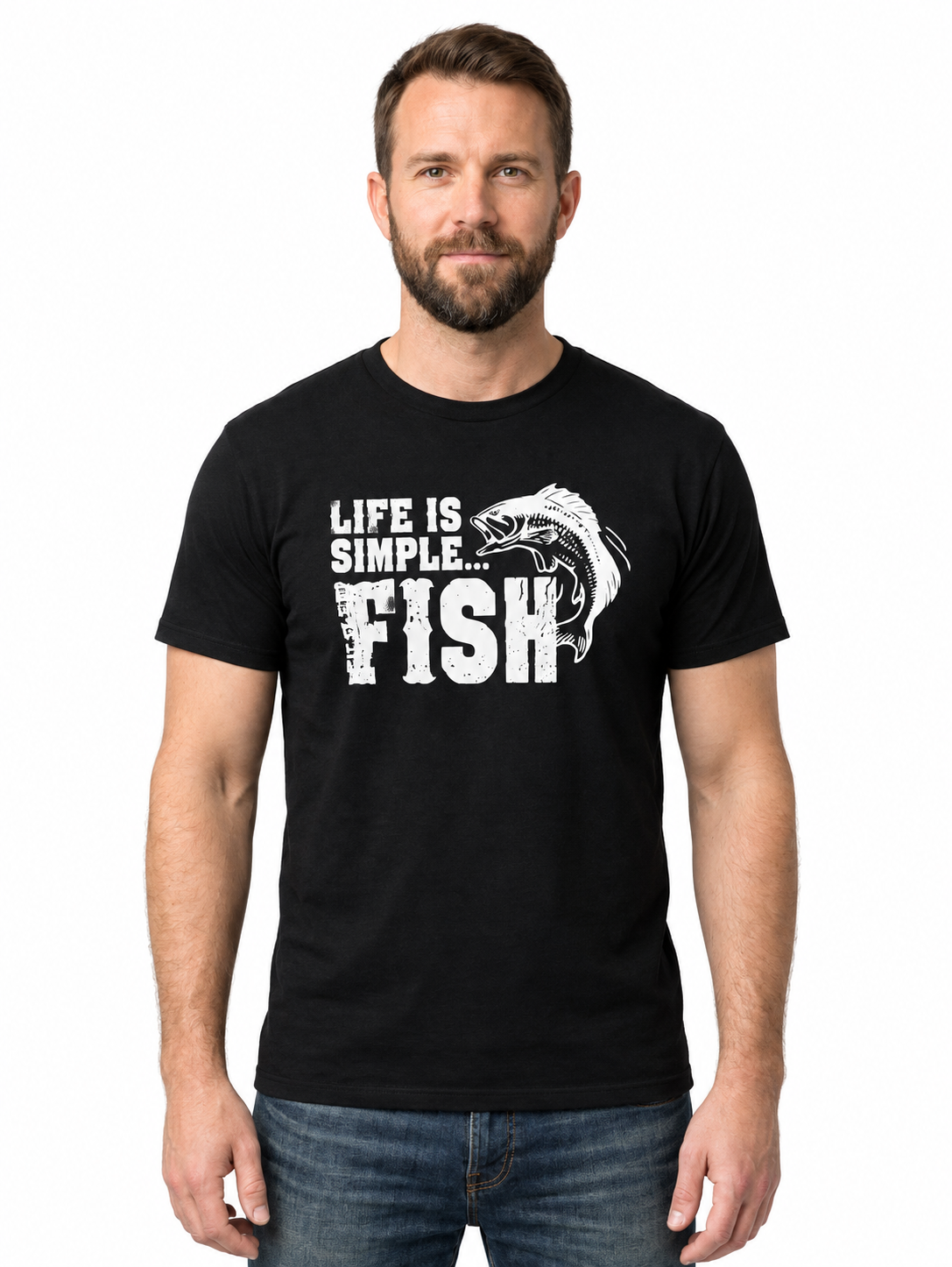 Graphic Tee - "Life Is Simple. Eat. Sleep. Fish"
